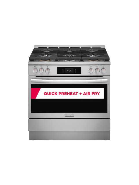 Frigidaire - Gallery 36 in. 6-Burner Slide-In Gas Range in Stainless Steel with Total Convection and Air Fry