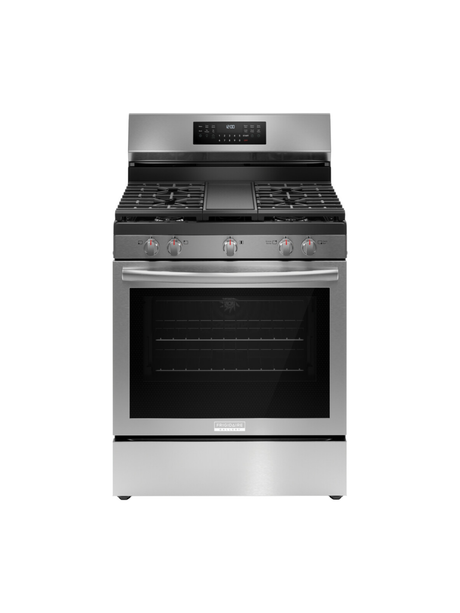 Frigidaire - Gallery 30 in. 5 Burner Freestanding Gas Range in Stainless Steel with True Convection and Air Fry
