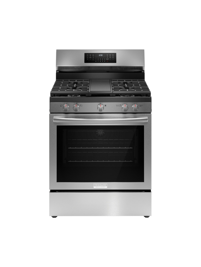Frigidaire - Gallery 30 in. 5 Burner Freestanding Gas Range in Stainless Steel with True Convection and Air Fry
