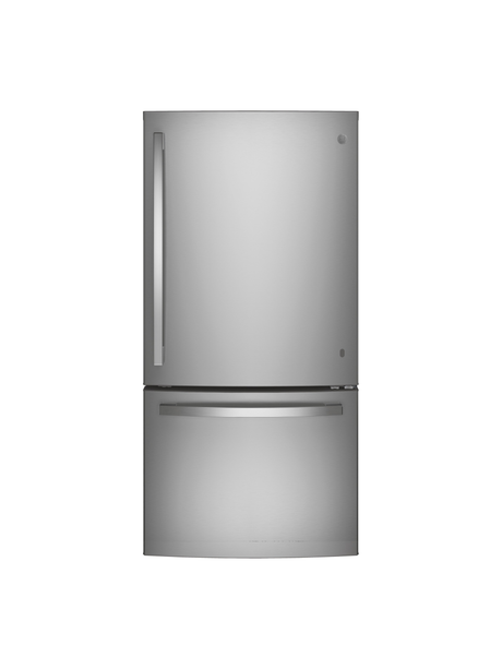 GE - 24.8 cu. ft. Bottom Freezer Refrigerator in Fingerprint Resistant Stainless Steel, Standard Depth ENERGY STAR
