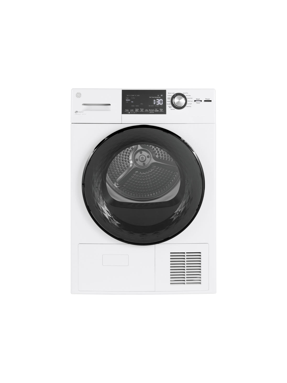 GE - 4.1 cu. ft. 240-Volt White Electric Ventless Dryer, ENERGY STAR
