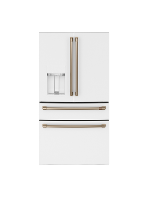 GE Cafe - 27.8 cu. ft. Smart 4- Door French Door Refrigerator with Convertible Middle Drawer in Matte White, Autofill Dispenser