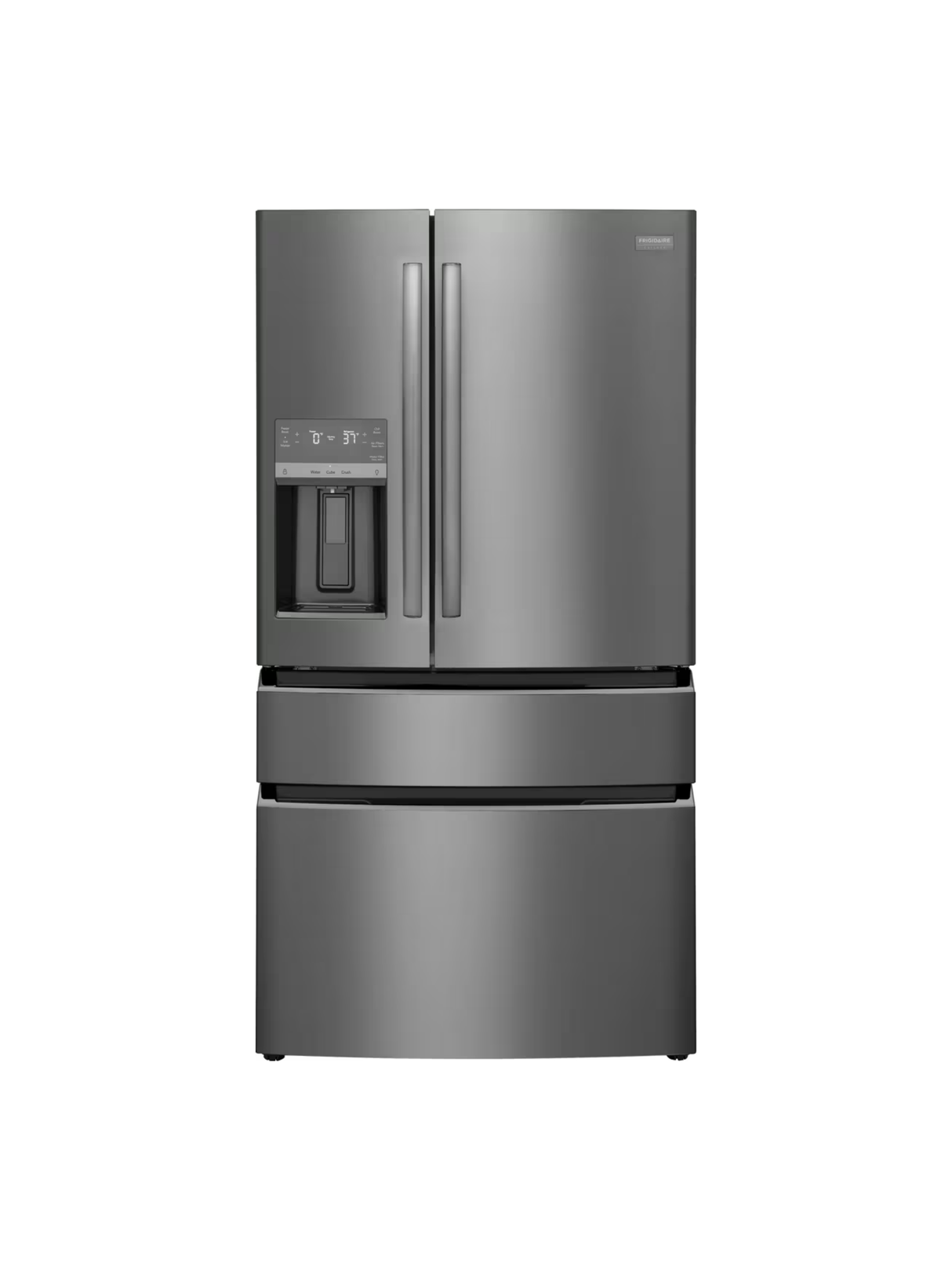 Frigidaire - Gallery 36 in. 22 cu. ft. Counter-Depth 4-Door French Door Refrigerator in Smudge-Proof Black Stainless Steel

