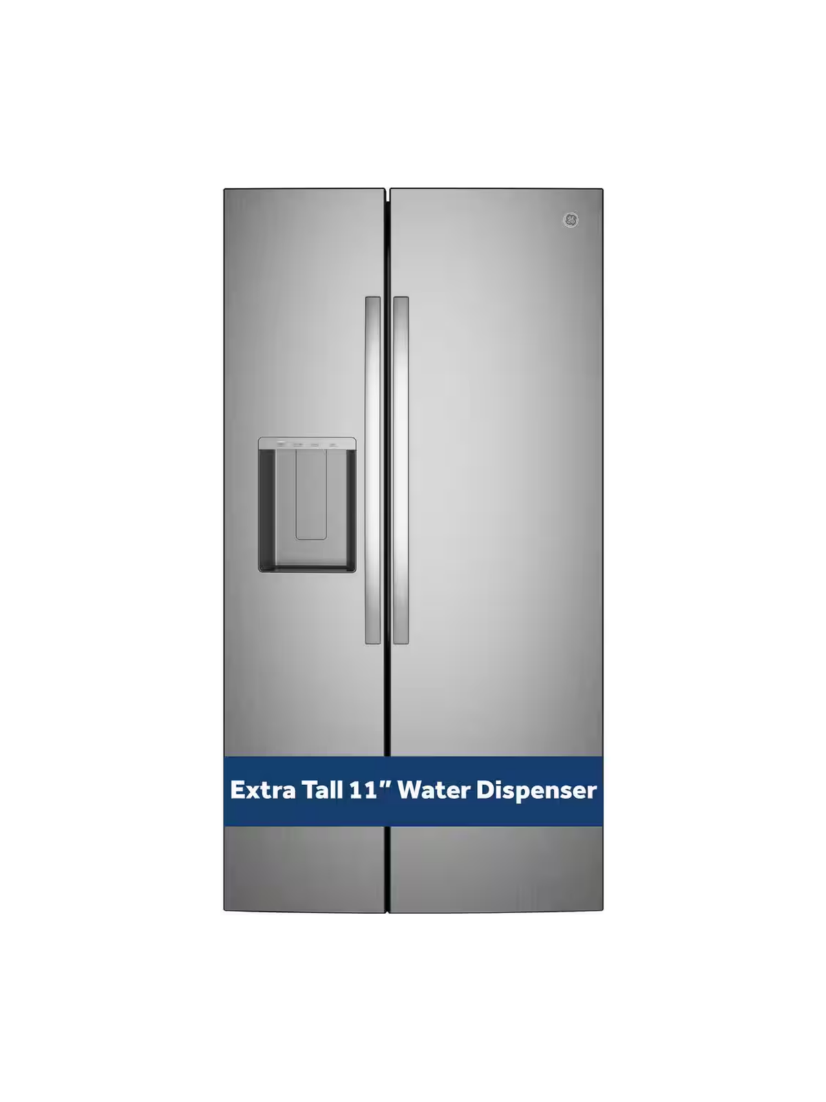 GE - 27.9 Cu. Ft. Side-By-Side Refrigerator in Stainless Steel with Extra Tall Water Dispenser and In-Door Icemaker
