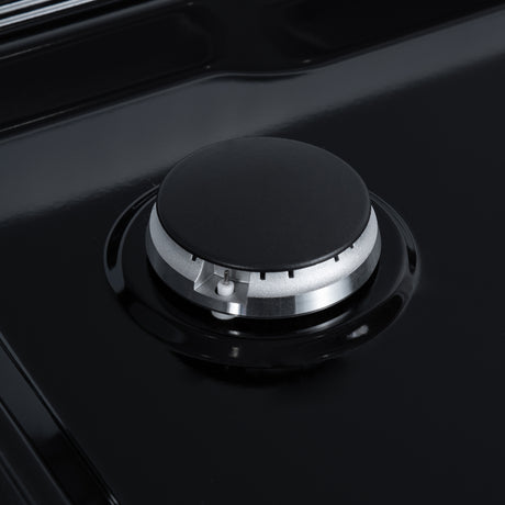Valente 48" Gas Cooktop in White, 8 Sealed burners, 94,000 BUT Output, 2 Antique Brass Dual-Ring Burners, Continuous Cast Iron Grates