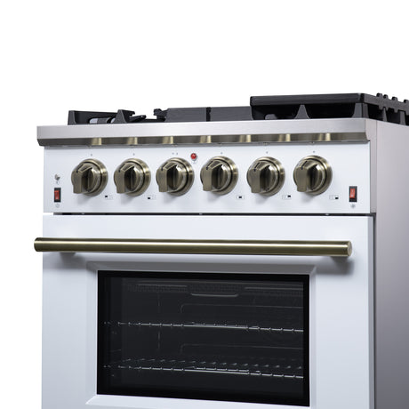 Forno Massimo 30-Inch White Freestanding Gas Range, 5 Burners, True Convection Oven