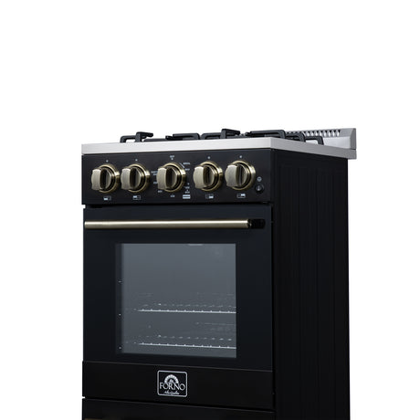Forno Lamazze 20 Inch Freestanding Gas Range in Black, Compact Design