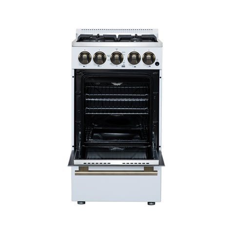 Forno Lamazze 20 Inch Freestanding Gas Range in White, Compact Design
