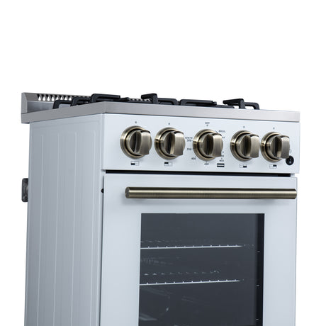 Forno Lamazze 20 Inch Freestanding Gas Range in White, Compact Design