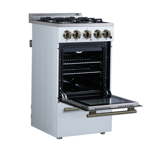 Forno Lamazze 20 Inch Freestanding Gas Range in White, Compact Design