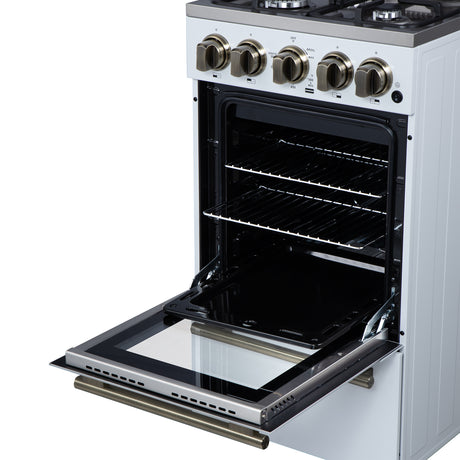 Forno Lamazze 20 Inch Freestanding Gas Range in White, Compact Design