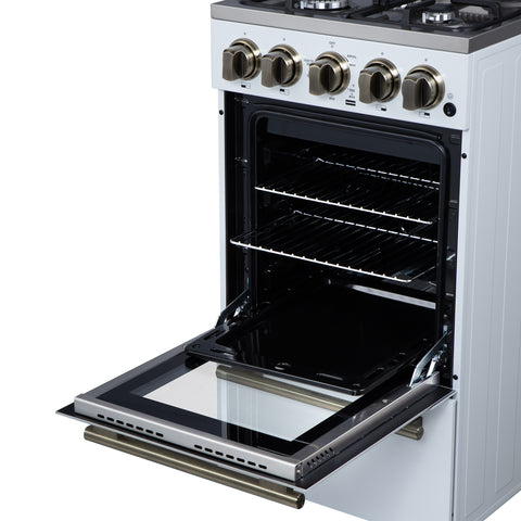 Forno Lamazze 20 Inch Freestanding Gas Range in White, Compact Design
