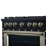 Valente 36" Gas Range in Black, 6 Sealed Burnes, 71 000 BTU Cooktop Output , 5.2 Cu.Ft. convection Oven, Telescopic Racks