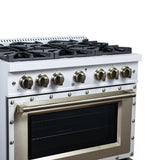Valente 36" Gas Range in White, 6 Sealed Burnes, 71 000 BTU Cooktop Output , 5.2 Cu.Ft. convection Oven, Telescopic Racks