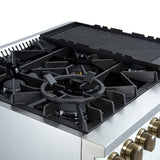 Giovanni 30-inch Gas Range White & Antique Brass Design, 5 Burners 67,000 BTU, 4.32 cu.ft. Convection Oven