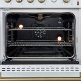 Marco 30-inch Gas Range White & Antique Brass Design, 4 Burners 37,000 BTU, 4.32 cu.ft. Convection Oven