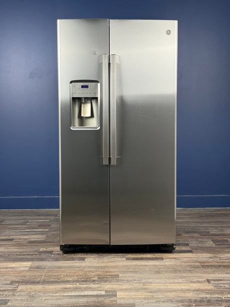 GE - 21.8 cu. ft. Side by Side Refrigerator in Fingerprint Resistant Stainless Steel, Counter Depth