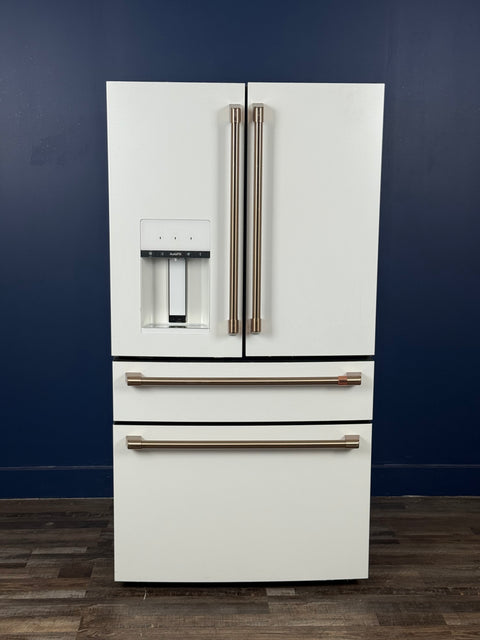 GE Cafe - 22.3 cu. ft. Smart Four-Door French Door Refrigerator with Hands-Free Autofill in Matte White, Counter Depth, Smart HQ