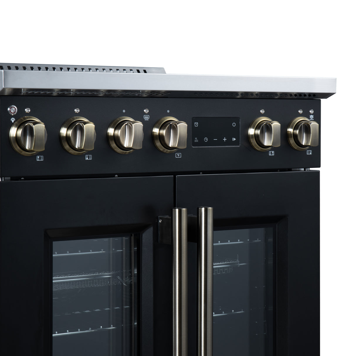 Torino French Door 30 Inch Induction Range with Air Fryer, Air Sous Vide & True Convection, Dual Broiler, Black