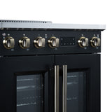 Torino French Door 30 Inch Induction Range with Air Fryer, Air Sous Vide & True Convection, Dual Broiler, Black