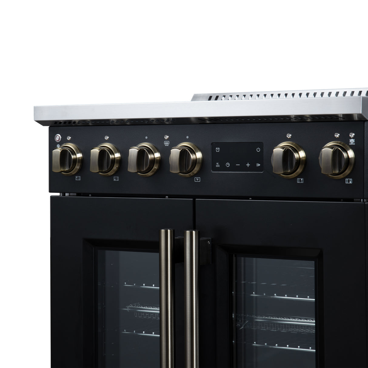 Torino French Door 30 Inch Induction Range with Air Fryer, Air Sous Vide & True Convection, Dual Broiler, Black