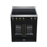 Torino French Door 30 Inch Induction Range with Air Fryer, Air Sous Vide & True Convection, Dual Broiler, Black
