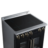 Torino French Door 30 Inch Induction Range with Air Fryer, Air Sous Vide & True Convection, Dual Broiler, Black