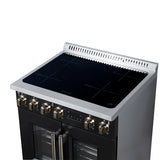 Torino French Door 30 Inch Induction Range with Air Fryer, Air Sous Vide & True Convection, Dual Broiler, Black