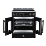 Torino French Door 30 Inch Induction Range with Air Fryer, Air Sous Vide & True Convection, Dual Broiler, Black