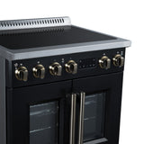 Torino French Door 30 Inch Induction Range with Air Fryer, Air Sous Vide & True Convection, Dual Broiler, Black