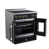 Torino French Door 30 Inch Induction Range with Air Fryer, Air Sous Vide & True Convection, Dual Broiler, Black