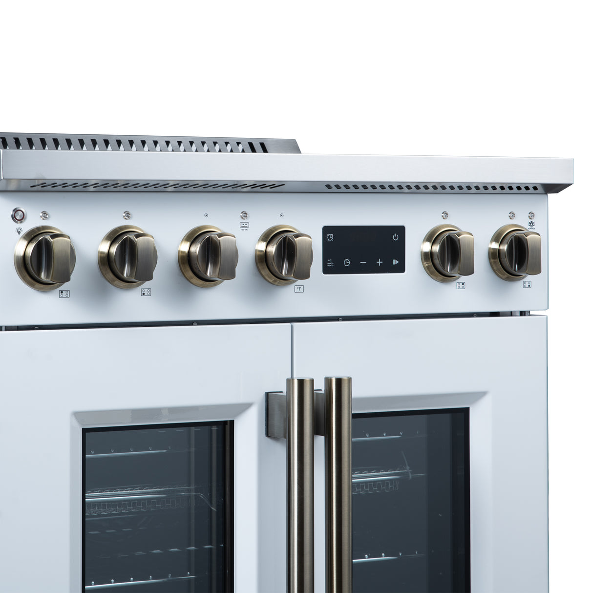 Torino French Door 30 Inch Induction Range with Air Fryer, Air Sous Vide & True Convection, Dual Broiler, White