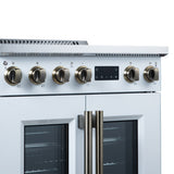 Torino French Door 30 Inch Induction Range with Air Fryer, Air Sous Vide & True Convection, Dual Broiler, White