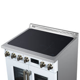 Torino French Door 30 Inch Induction Range with Air Fryer, Air Sous Vide & True Convection, Dual Broiler, White