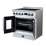 Torino French Door 30 Inch Induction Range with Air Fryer, Air Sous Vide & True Convection, Dual Broiler, White