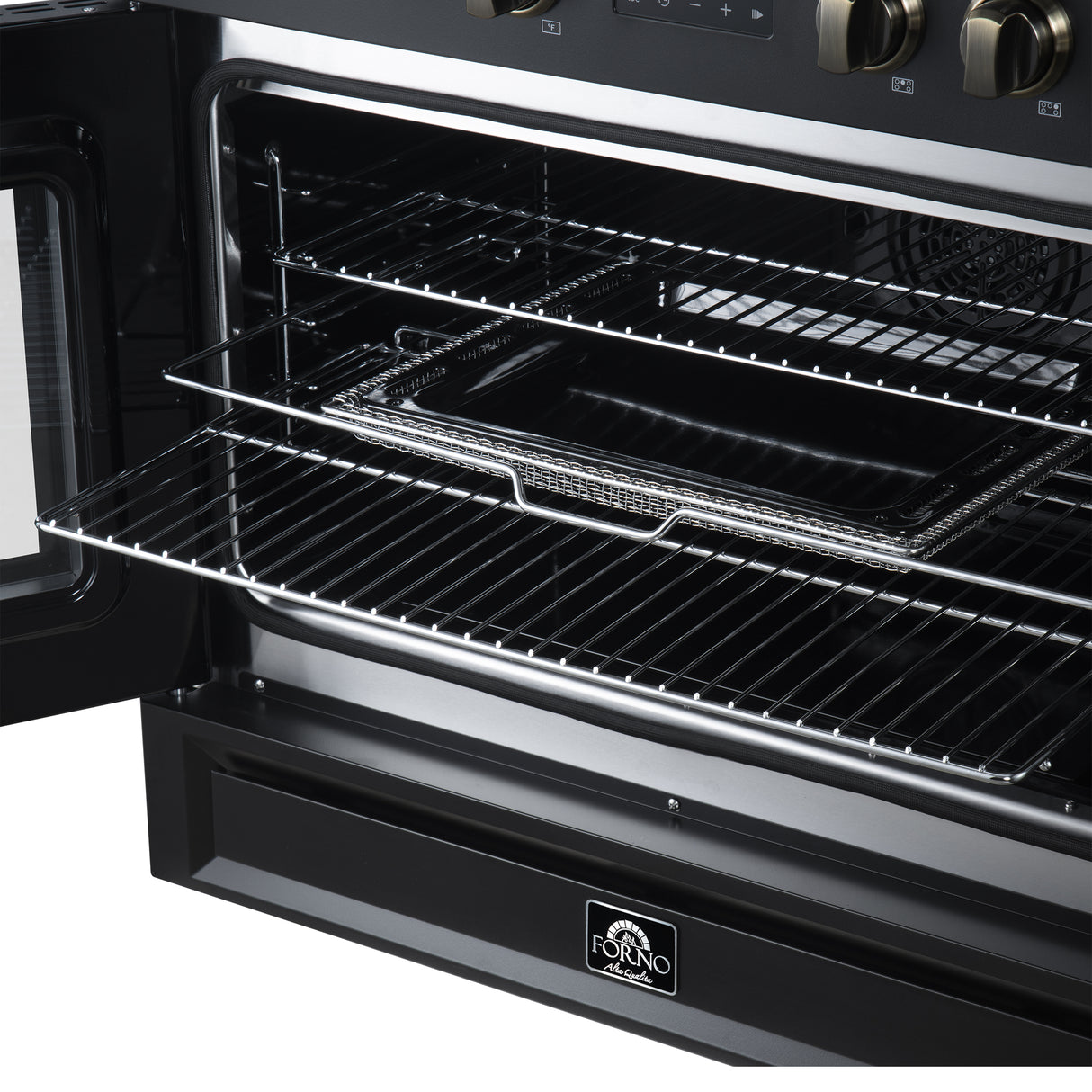 Torino French Door 36 Inch Induction Range with Air Fryer, Air Sous Vide & True Convection, Dual Broiler, Black