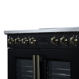 Torino French Door 36 Inch Induction Range with Air Fryer, Air Sous Vide & True Convection, Dual Broiler, Black