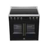 Torino French Door 36 Inch Induction Range with Air Fryer, Air Sous Vide & True Convection, Dual Broiler, Black