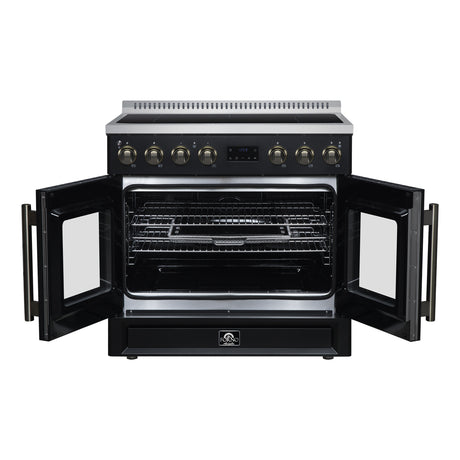 Torino French Door 36 Inch Induction Range with Air Fryer, Air Sous Vide & True Convection, Dual Broiler, Black