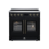 Torino French Door 36 Inch Induction Range with Air Fryer, Air Sous Vide & True Convection, Dual Broiler, Black