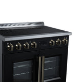 Torino French Door 36 Inch Induction Range with Air Fryer, Air Sous Vide & True Convection, Dual Broiler, Black