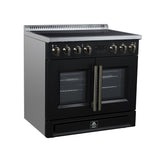 Torino French Door 36 Inch Induction Range with Air Fryer, Air Sous Vide & True Convection, Dual Broiler, Black