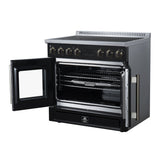 Torino French Door 36 Inch Induction Range with Air Fryer, Air Sous Vide & True Convection, Dual Broiler, Black