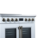 Torino French Door 36 Inch Induction Range with Air Fryer, Air Sous Vide & True Convection, Dual Broiler, White