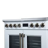 Torino French Door 36 Inch Induction Range with Air Fryer, Air Sous Vide & True Convection, Dual Broiler, White
