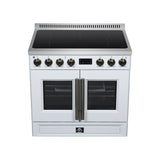 Torino French Door 36 Inch Induction Range with Air Fryer, Air Sous Vide & True Convection, Dual Broiler, White