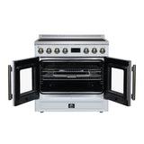 Torino French Door 36 Inch Induction Range with Air Fryer, Air Sous Vide & True Convection, Dual Broiler, White