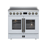 Torino French Door 36 Inch Induction Range with Air Fryer, Air Sous Vide & True Convection, Dual Broiler, White