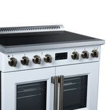 Torino French Door 36 Inch Induction Range with Air Fryer, Air Sous Vide & True Convection, Dual Broiler, White