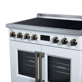 Torino French Door 36 Inch Induction Range with Air Fryer, Air Sous Vide & True Convection, Dual Broiler, White